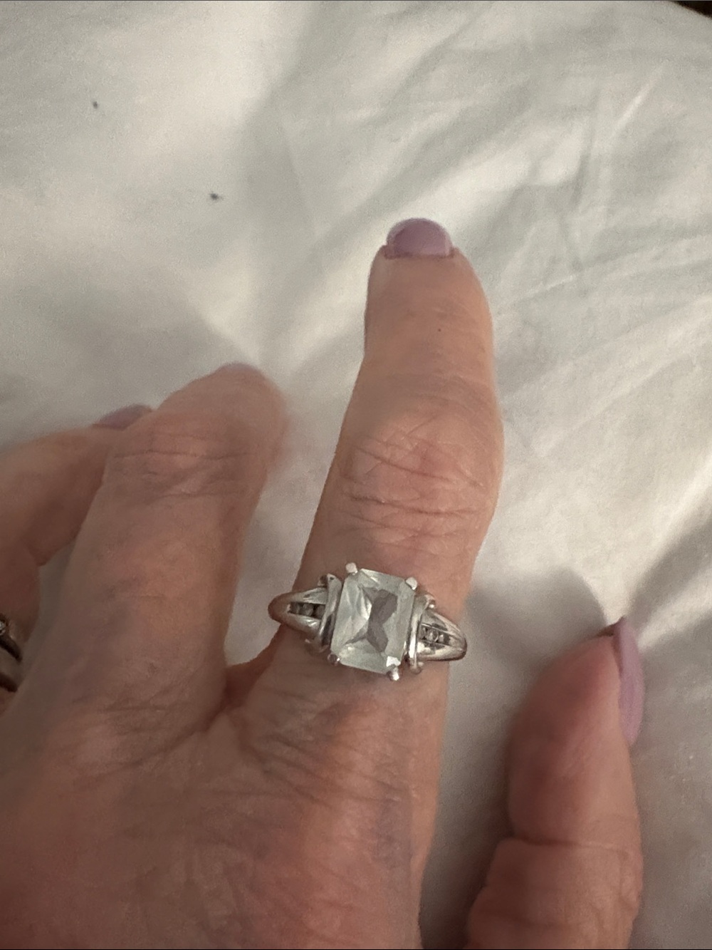 14kt White Gold diamond Aquamarine Statement Ring - Women's Jewelry sz 6
